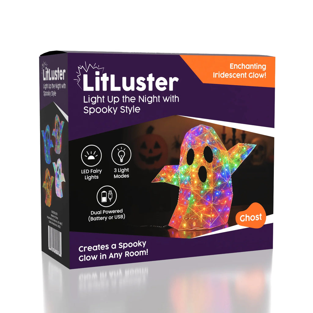Lit Luster - Holographic Geometric Halloween Lamp - RGB LED - Ghost