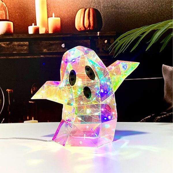 Lit Luster - Holographic Geometric Halloween Lamp - RGB LED - Ghost