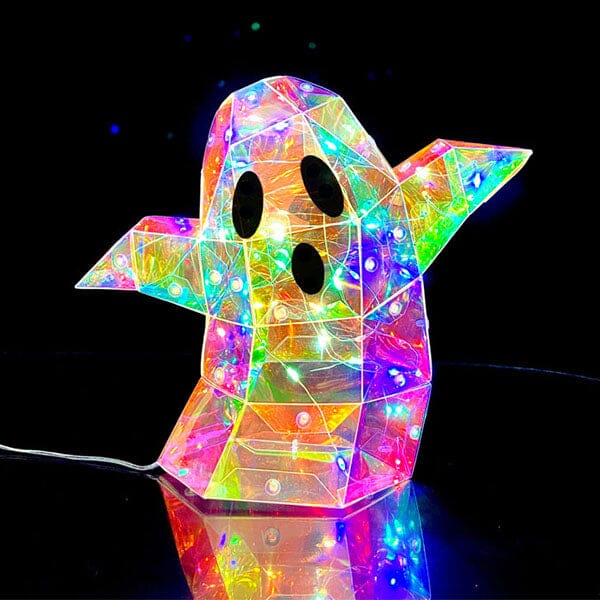 Lit Luster - Holographic Geometric Halloween Lamp - RGB LED - Ghost