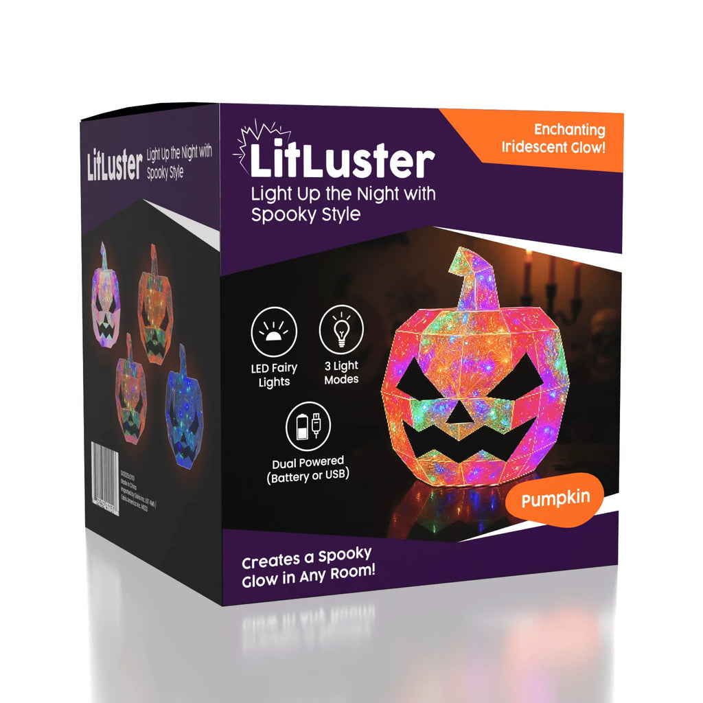 Lit Luster - Holographic Geometric Halloween Lamp - RGB LED - Pumpkin