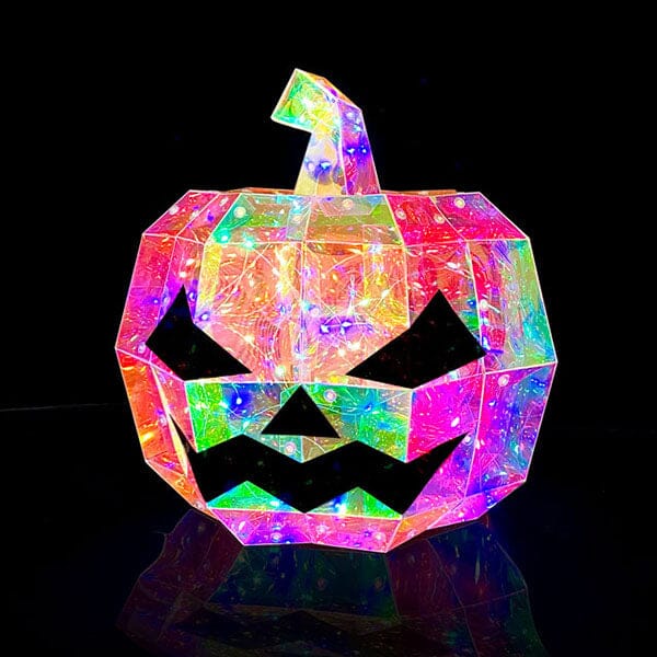 Lit Luster - Holographic Geometric Halloween Lamp - RGB LED - Pumpkin