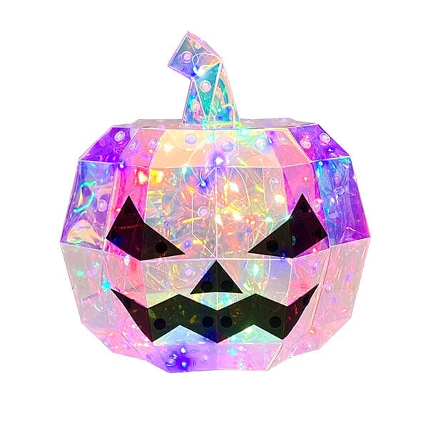 Lit Luster - Holographic Geometric Halloween Lamp - RGB LED - Pumpkin