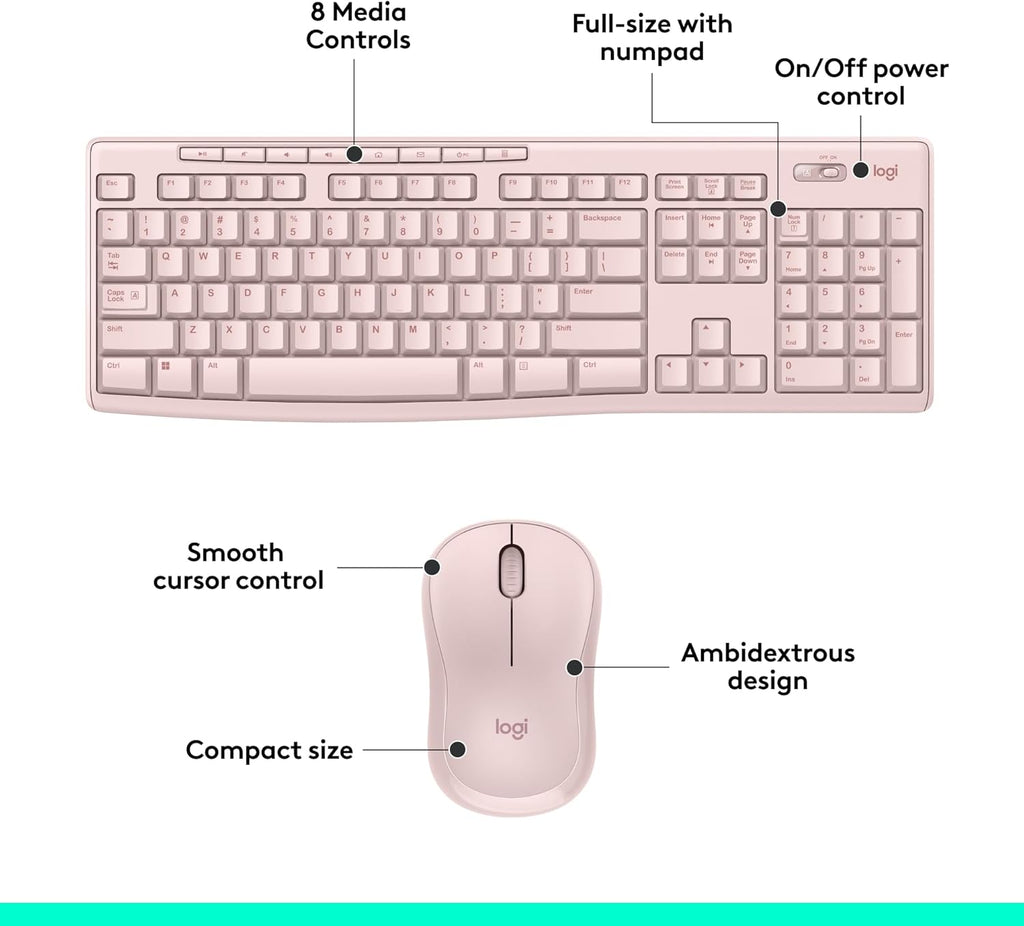 Logitech Wireless Keyboard & Mouse Combo - 3 Colors