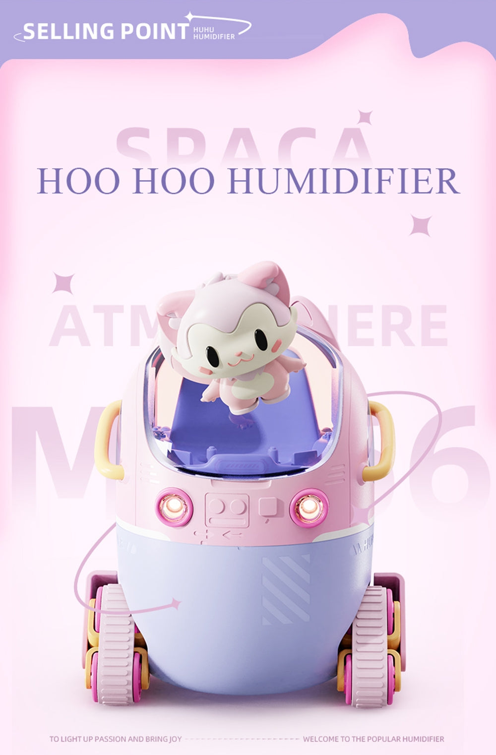 Luna Cat - HuHu Rover Tank - RGB Humidifier + Aroma Diffuser - 250 ML