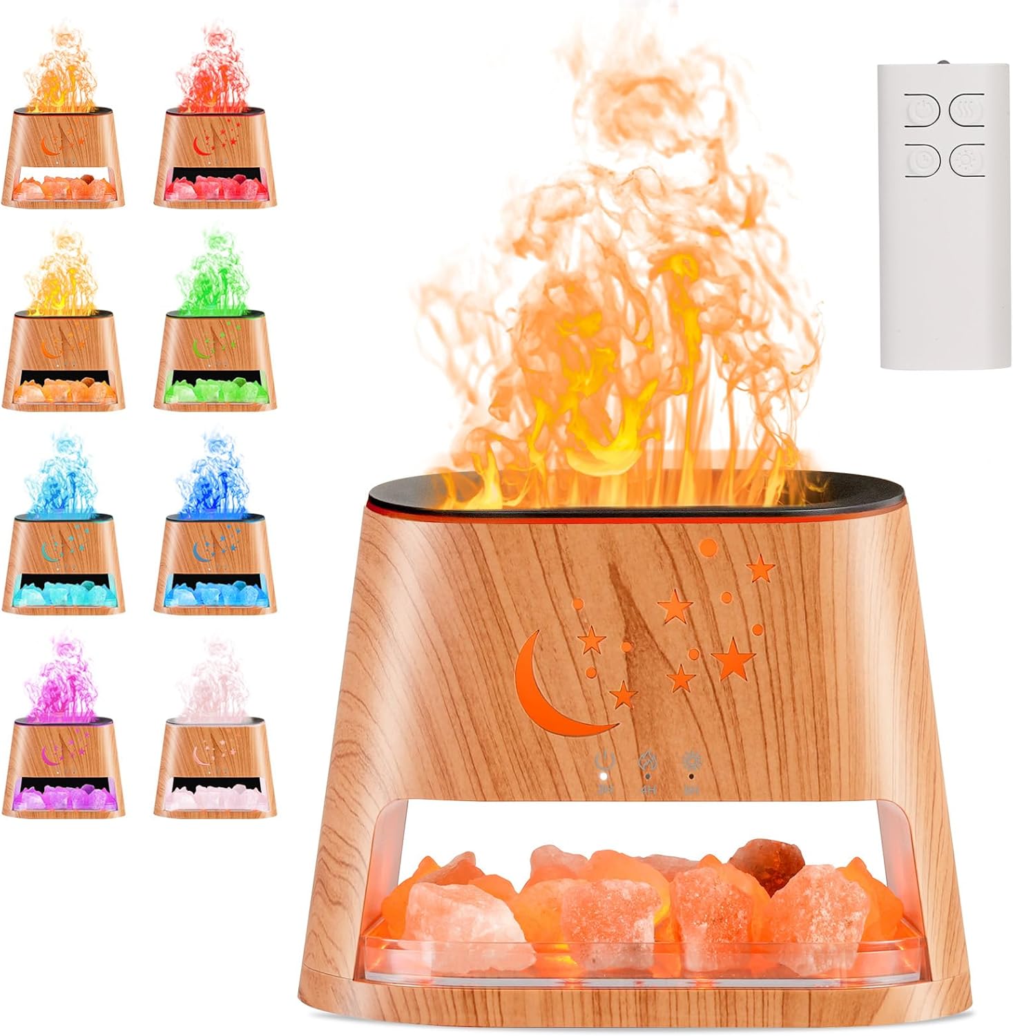 Luna Cat x Starry Night - Crystal Fireplace - RGB Humidifier + Aroma Diffuser - REMOTE - WOOD - 300 ML