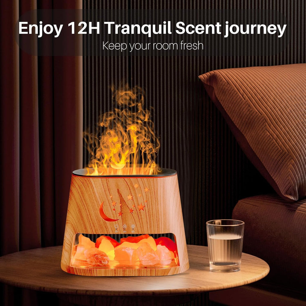 Luna Cat x Starry Night - Crystal Fireplace - RGB Humidifier + Aroma Diffuser - REMOTE - WOOD - 300 ML
