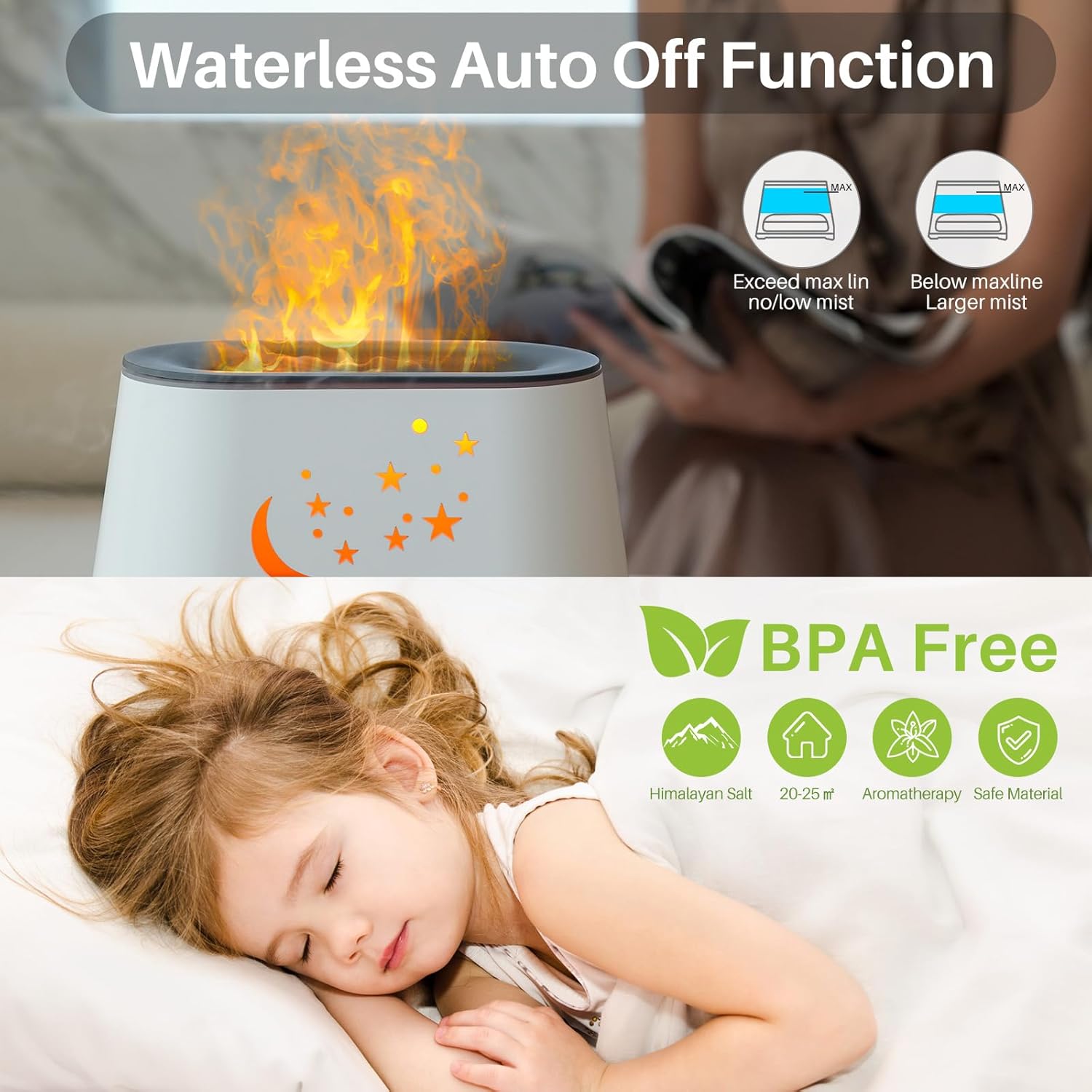 Luna Cat x Starry Night - Crystal Fireplace - RGB Humidifier + Aroma Diffuser - REMOTE - 300 ML