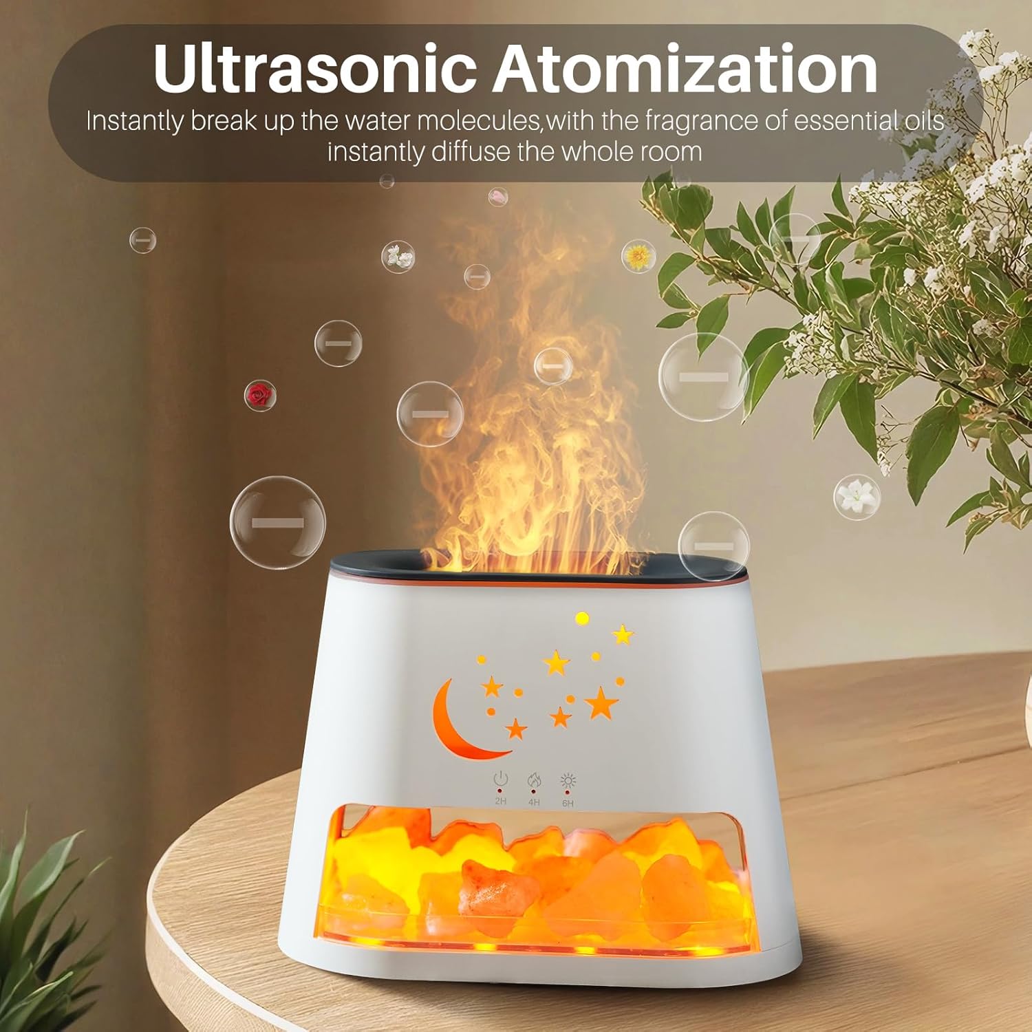 Luna Cat x Starry Night - Crystal Fireplace - RGB Humidifier + Aroma Diffuser - REMOTE - 300 ML