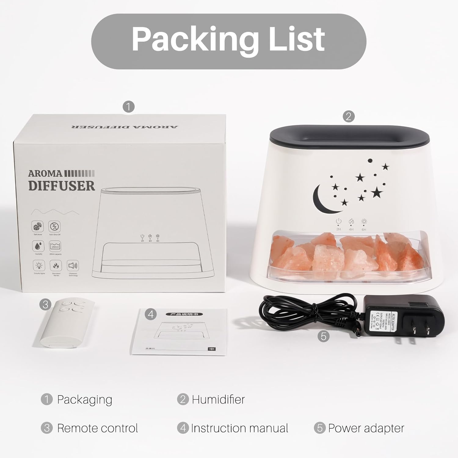 Luna Cat x Starry Night - Crystal Fireplace - RGB Humidifier + Aroma Diffuser - REMOTE - 300 ML