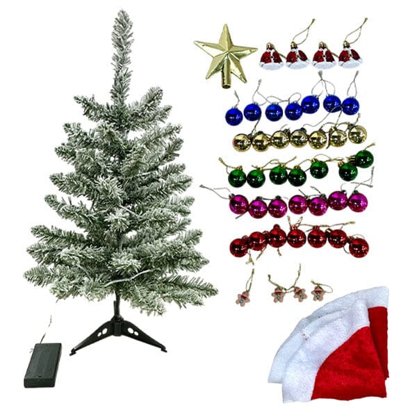 Mistle Pop - Mini Christmas Tree Kit with Lights & Ornaments - 2 FT / 60 CM