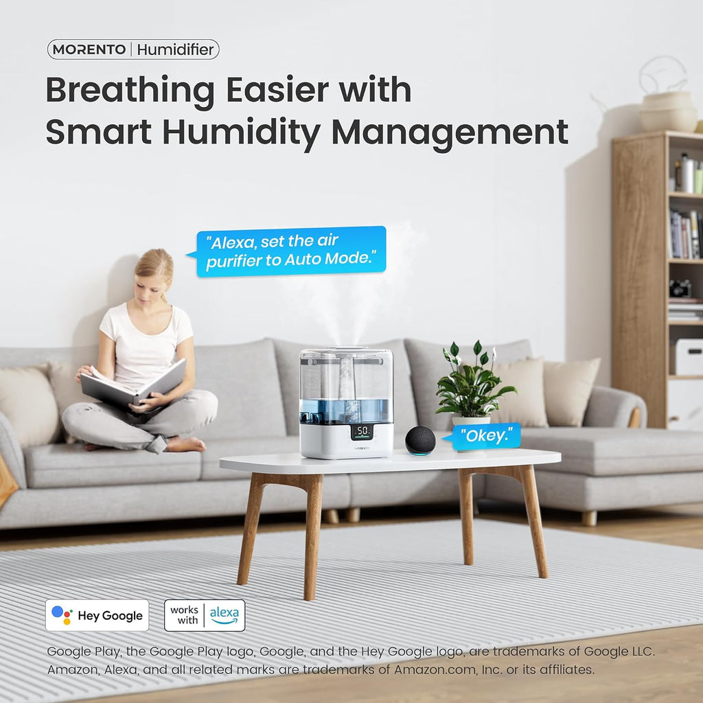 Morento - Smart Humidifier - ALEXA + GOOGLE HOME - APP - 6 L (6000 ML)