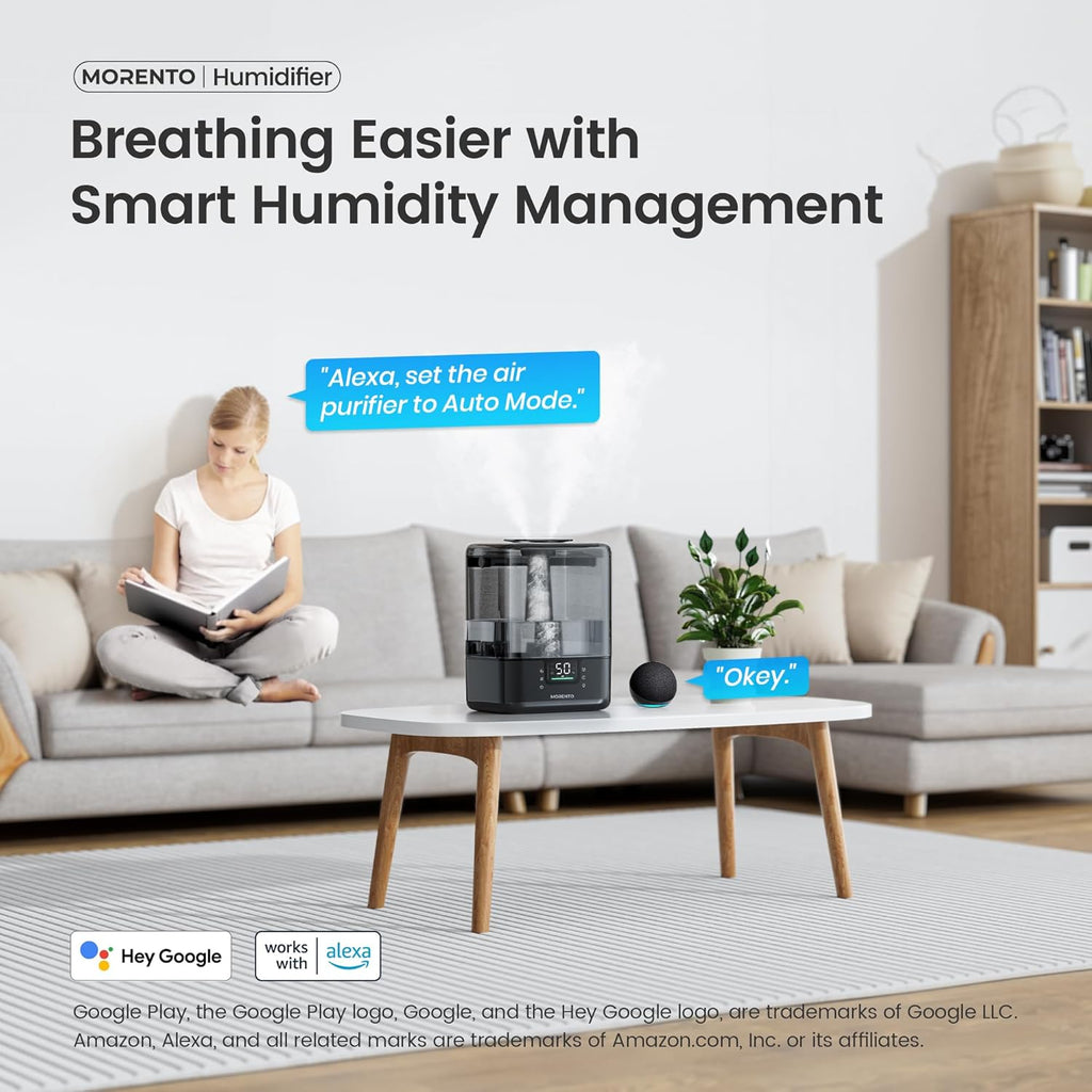 Morento - Smart Humidifier - ALEXA + GOOGLE HOME - APP - 6 L (6000 ML)