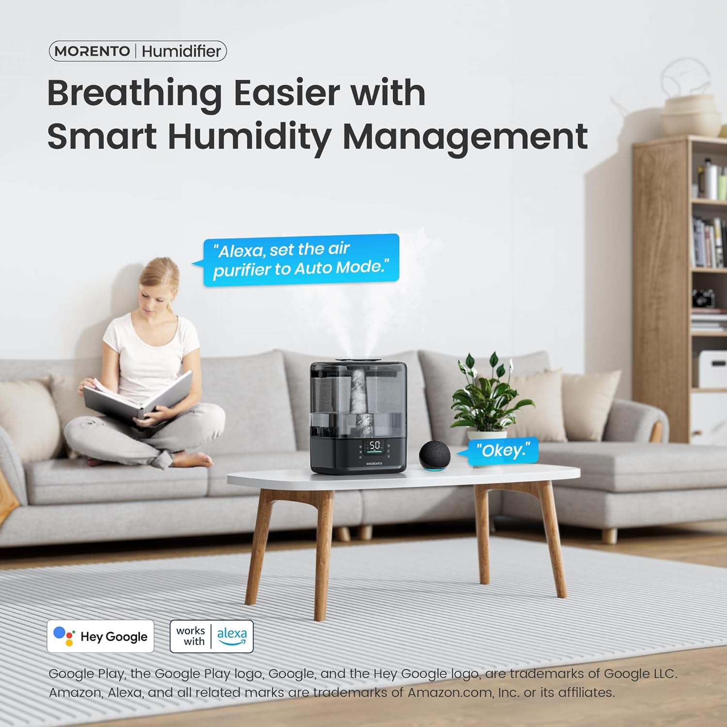 Morento - Smart Humidifier - ALEXA + GOOGLE HOME - APP - 6 L (6000 ML)
