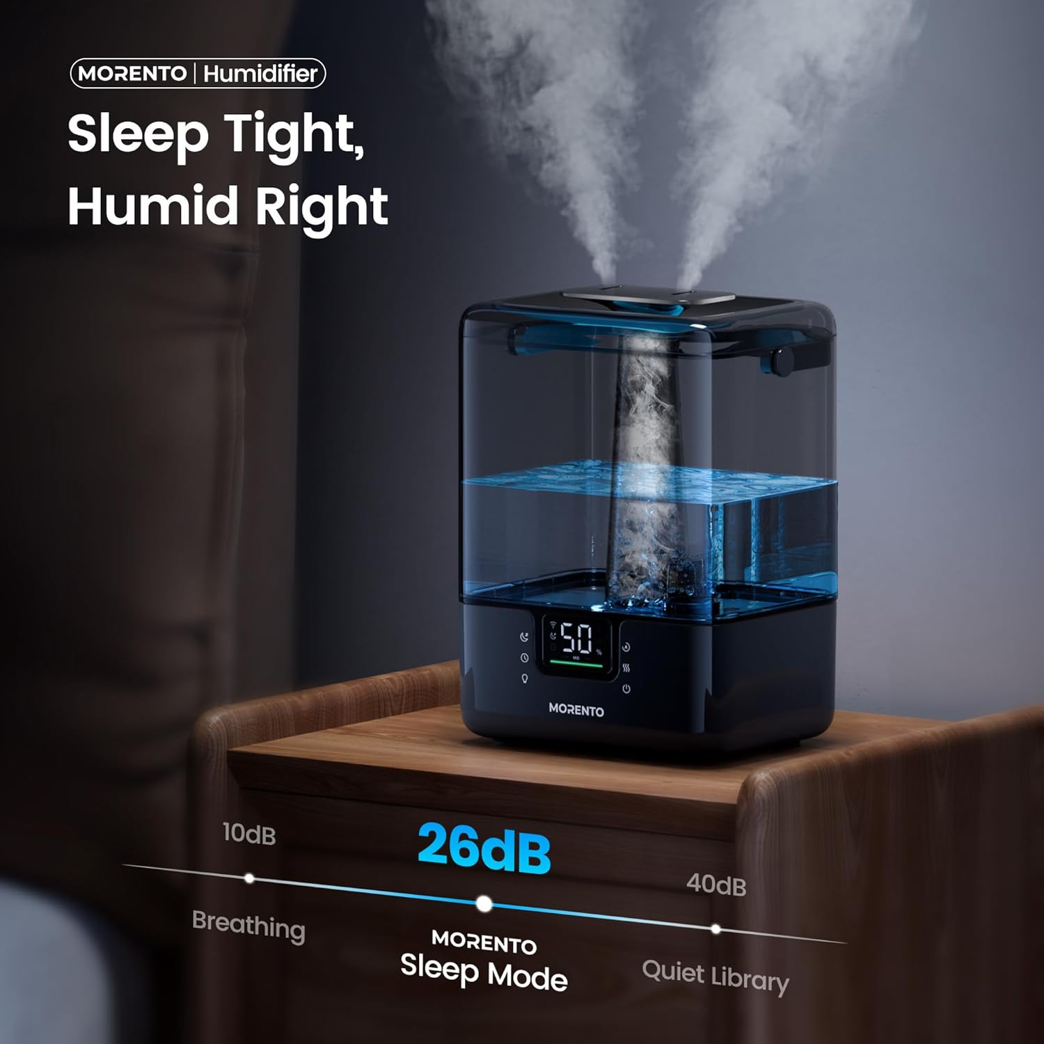 Morento - Smart Humidifier - ALEXA + GOOGLE HOME - APP - 6 L (6000 ML)