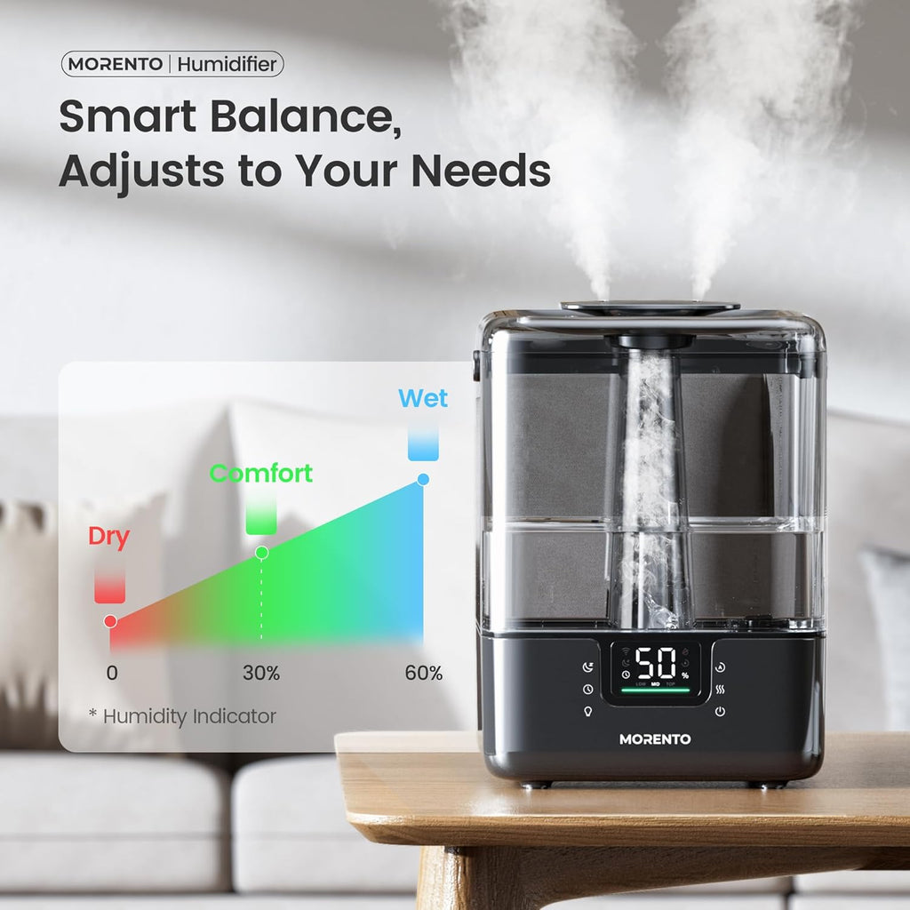 Morento - Smart Humidifier - ALEXA + GOOGLE HOME - APP - 6 L (6000 ML)