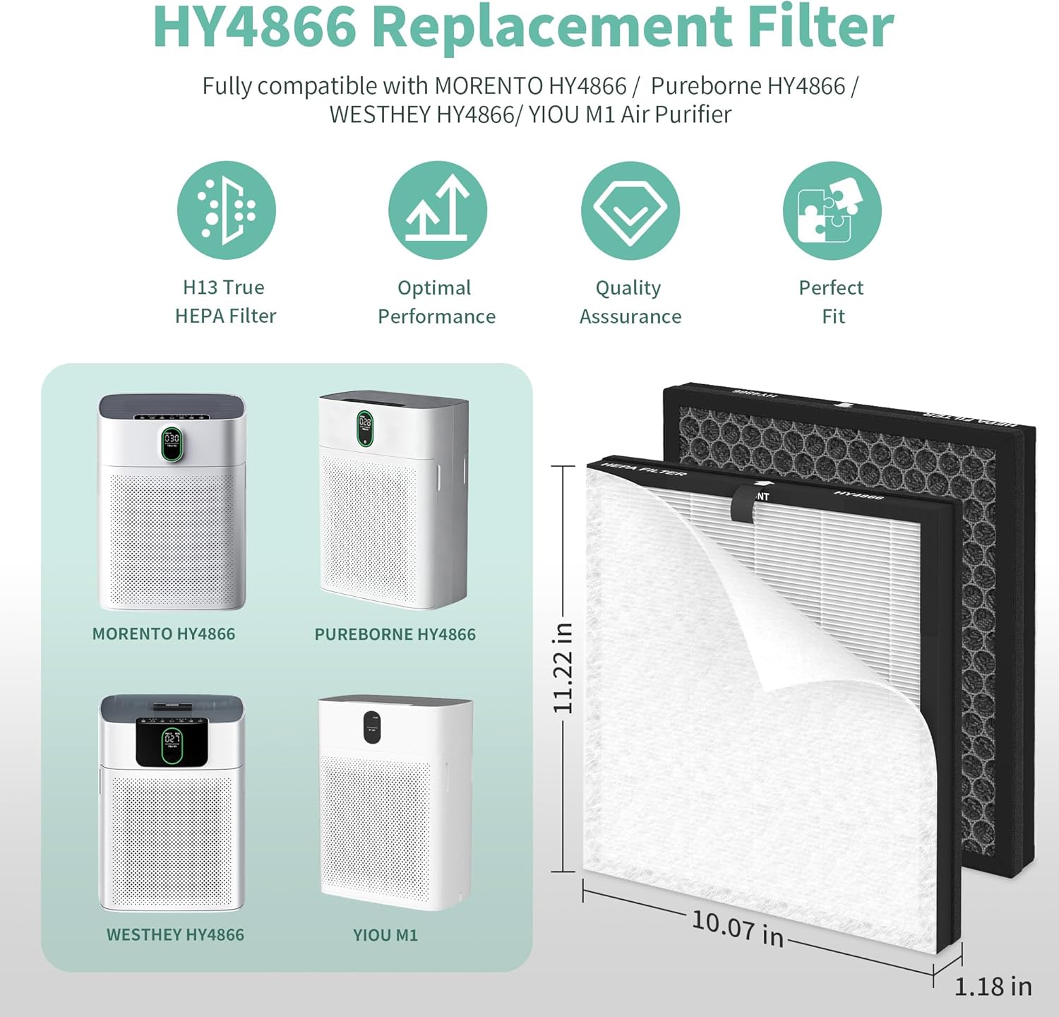 Generic - Morento Smart Air Purifier - HEPA H13 Filters + Pre Filters - 8 Pack