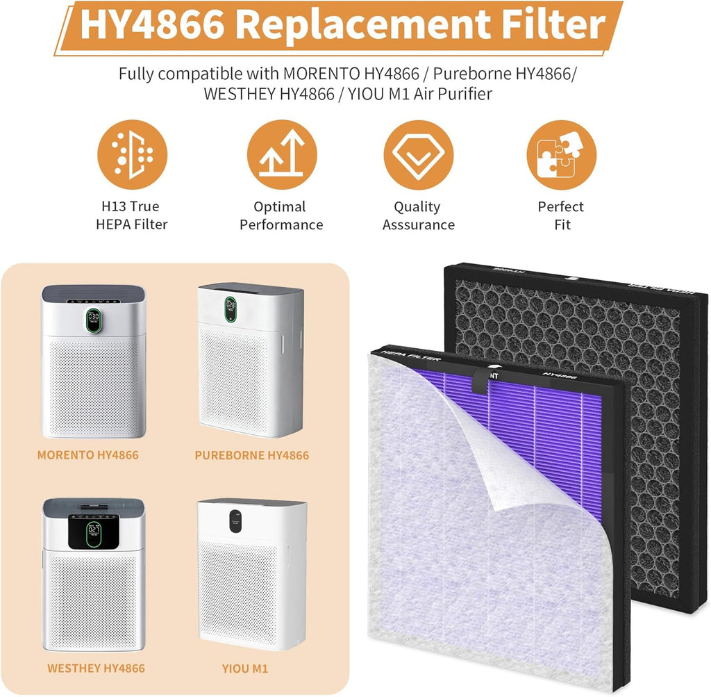 Generic - Morento Smart Air Purifier - HEPA H13 Filters + Pre Filters - SMOKE / HAZE - 8 Pack