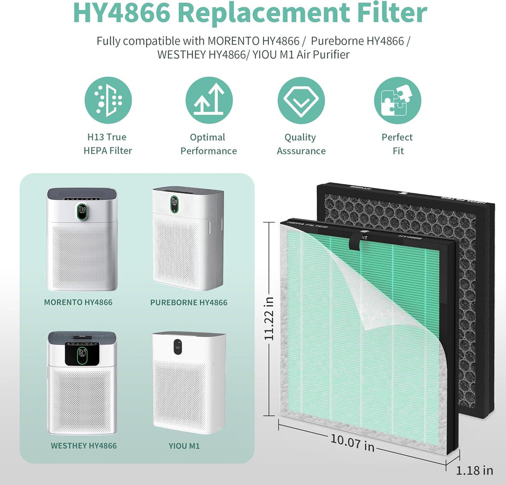 Generic - Morento Smart Air Purifier - HEPA H13 Filters + Pre Filters - PETS - 8 Pack