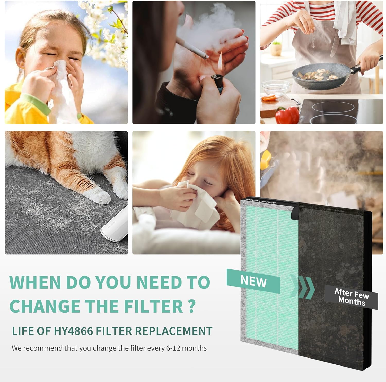 Generic - Morento Smart Air Purifier - HEPA H13 Filters + Pre Filters - PETS - 8 Pack