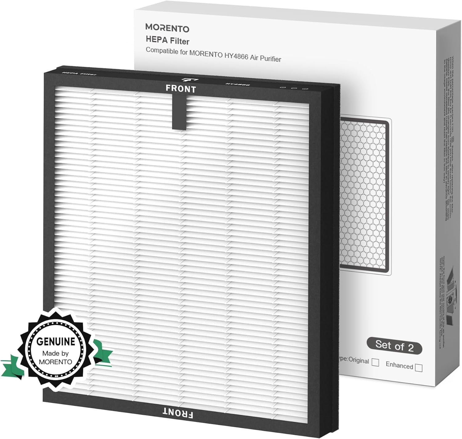 Morento - Smart Air Purifier - HEPA Filters - 2 Pack