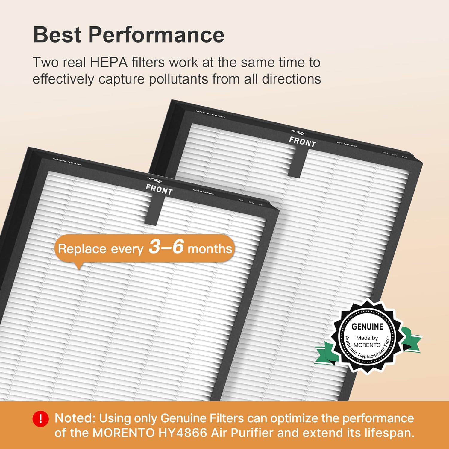 Morento - Smart Air Purifier - HEPA Filters - 2 Pack