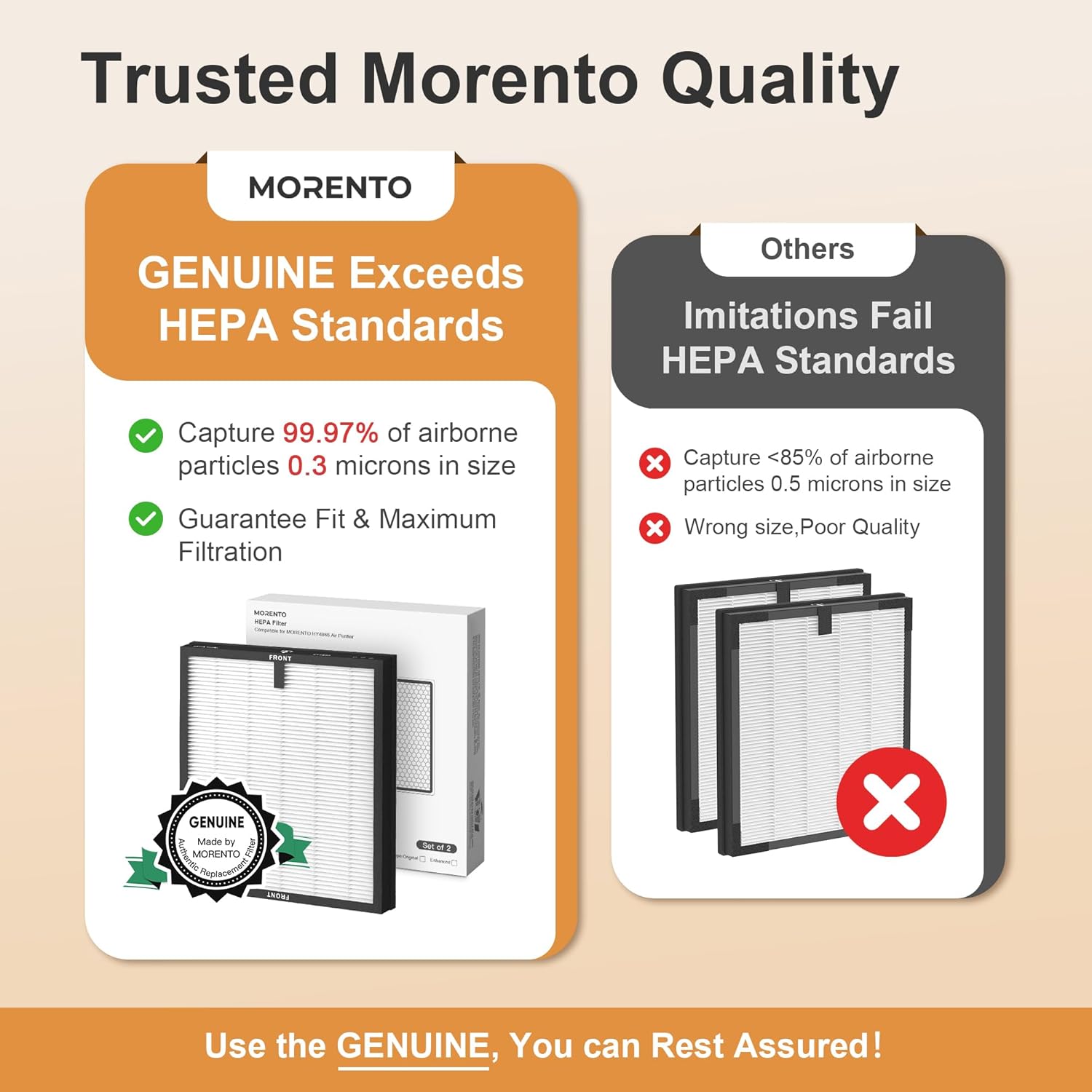 Morento - Smart Air Purifier - HEPA Filters - 2 Pack