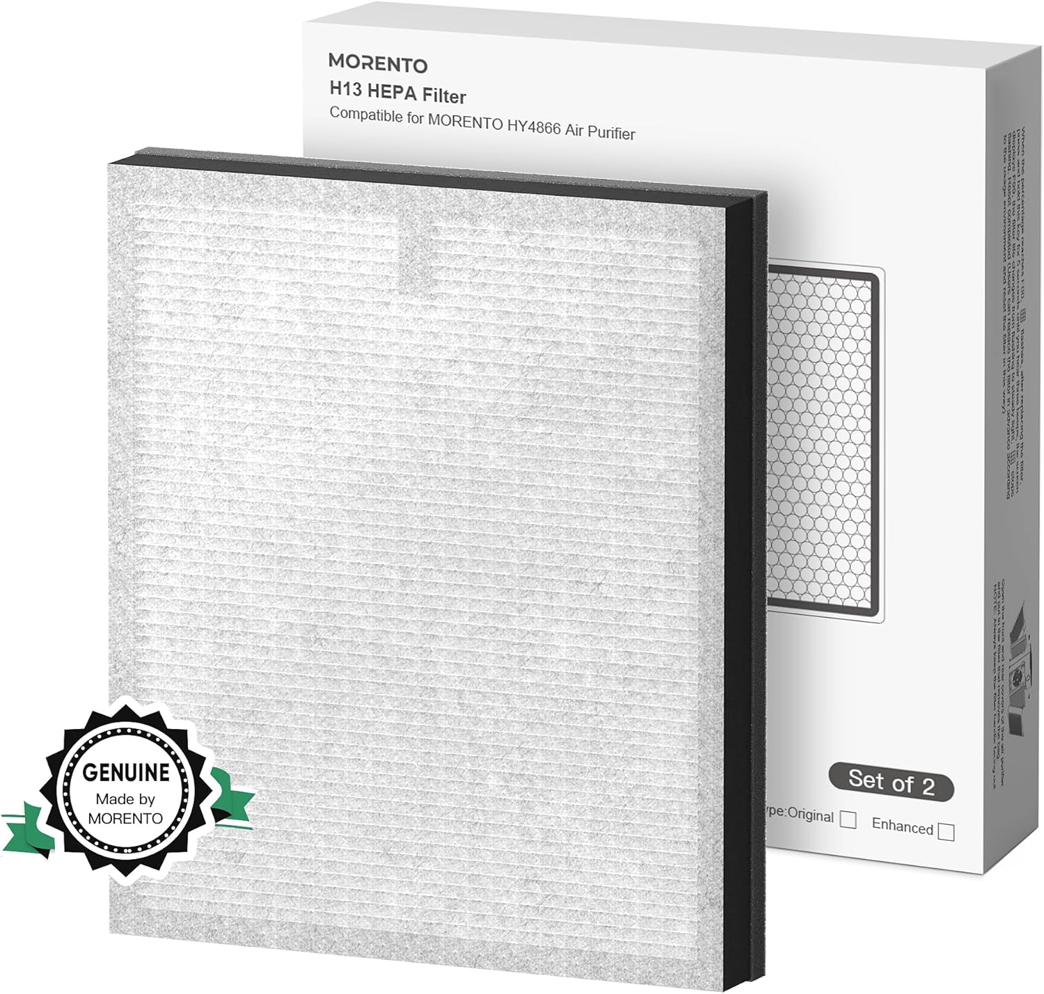 Morento - Smart Air Purifier - H13 HEPA Filters - 2 Pack