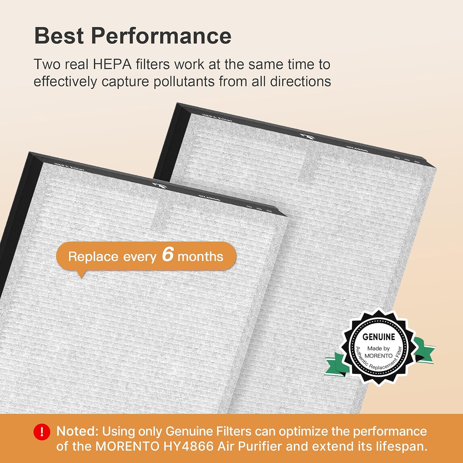 Morento - Smart Air Purifier - H13 HEPA Filters - 2 Pack