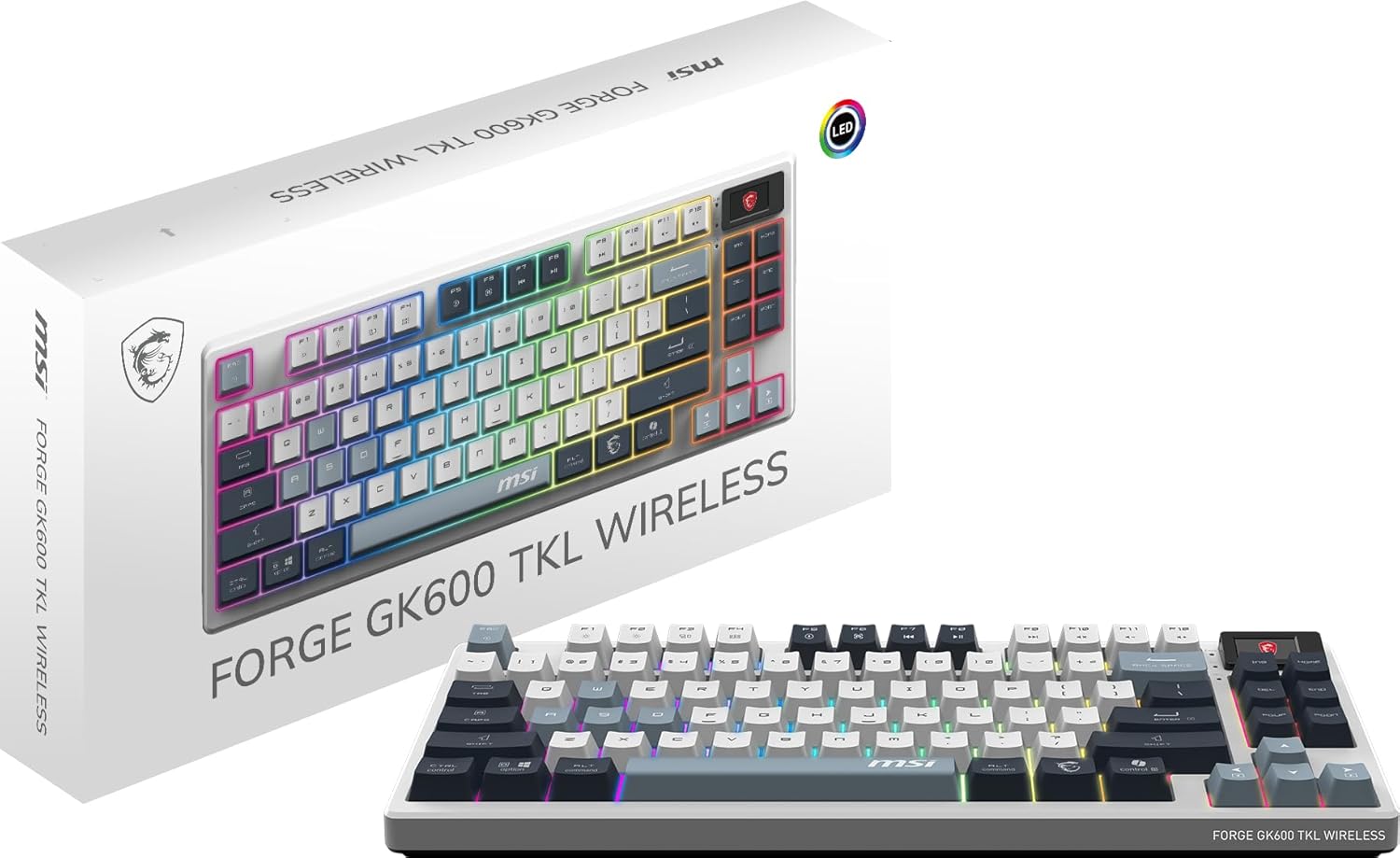 MSI GK600 - Wireless RGB Gaming Keyboard - TKL - Smart Display