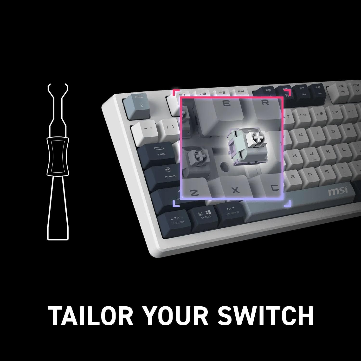 MSI GK600 - Wireless RGB Gaming Keyboard - TKL - Smart Display