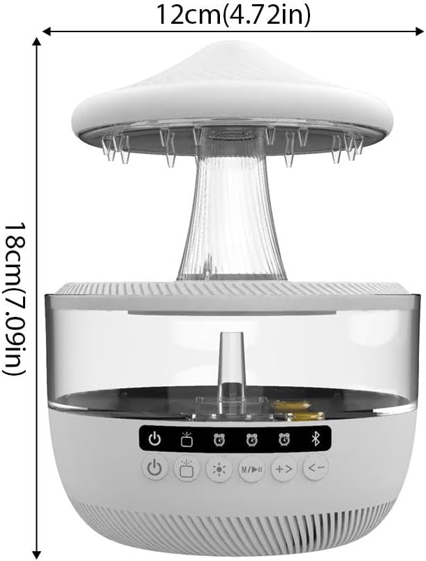 Mushroom / Rain Cloud - RGB Flame Humidifier + Aroma Diffuser + BLUEOOTH SPEAKERS - REMOTE - 300 ML