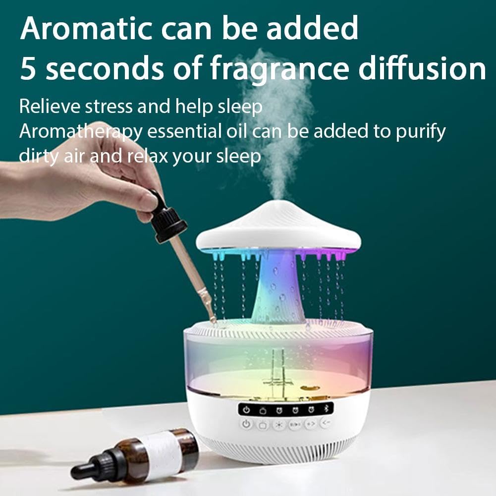 Mushroom / Rain Cloud - RGB Flame Humidifier + Aroma Diffuser + BLUEOOTH SPEAKERS - REMOTE - 300 ML