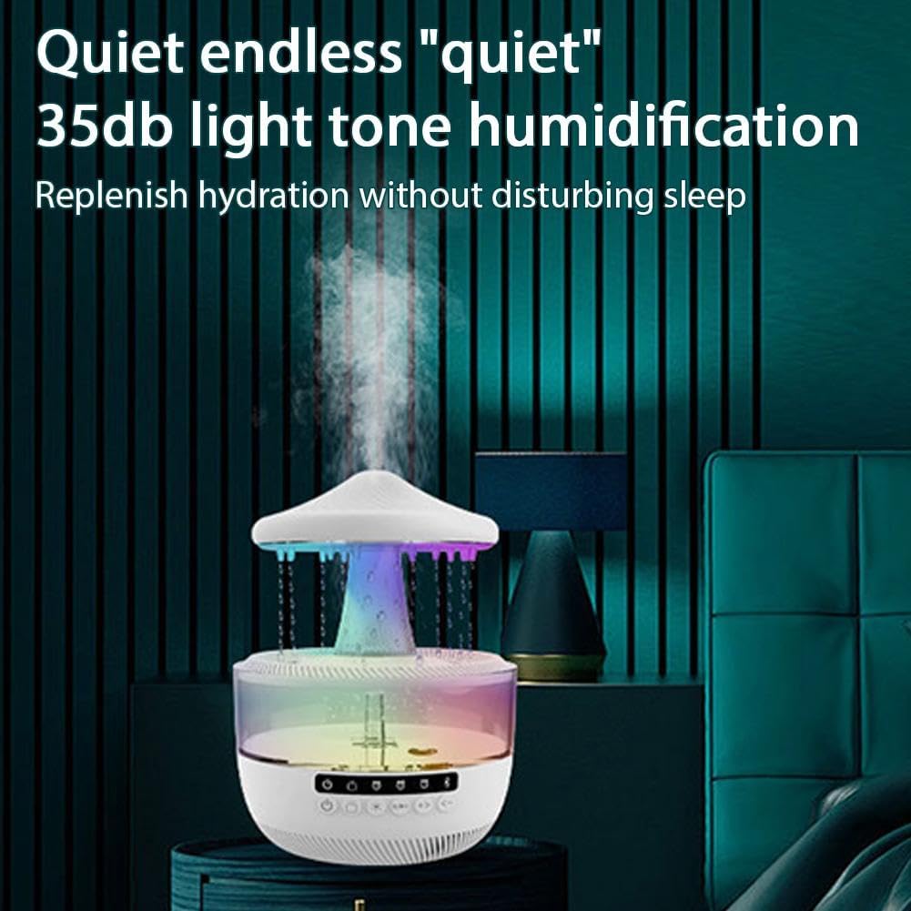 Mushroom / Rain Cloud - RGB Flame Humidifier + Aroma Diffuser + BLUEOOTH SPEAKERS - REMOTE - 300 ML