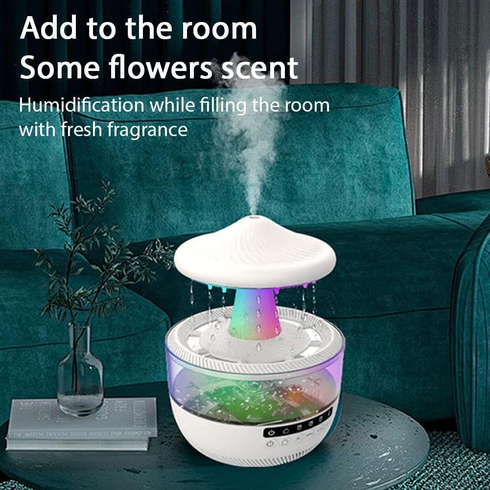 Mushroom / Rain Cloud - RGB Flame Humidifier + Aroma Diffuser + BLUEOOTH SPEAKERS - REMOTE - 300 ML
