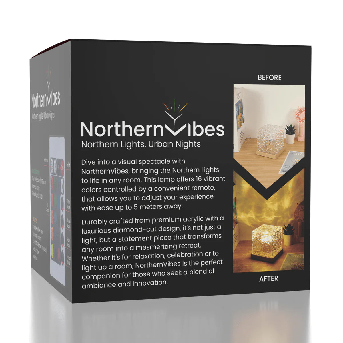 Northern Vibes - Cube Night Light - Wave Ripple Projector