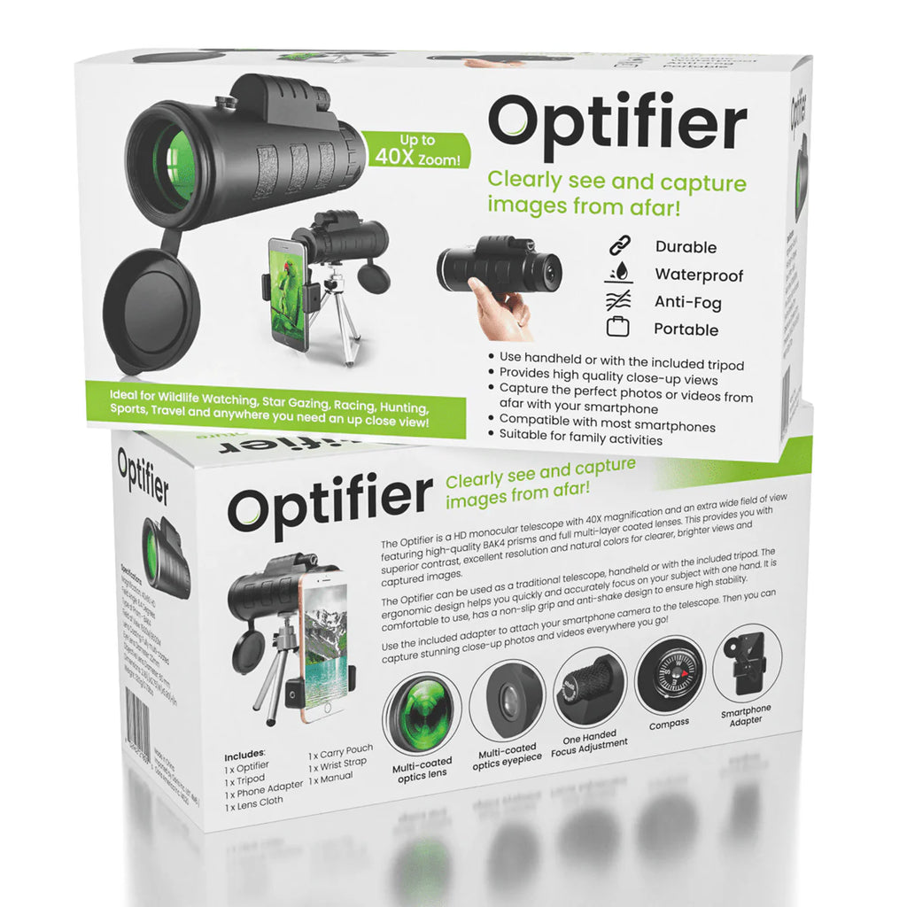 Optifier - HD Monocular Phone Telescope Tripod - 40X Zoom