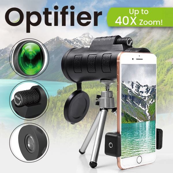 Optifier - HD Monocular Phone Telescope Tripod - 40X Zoom