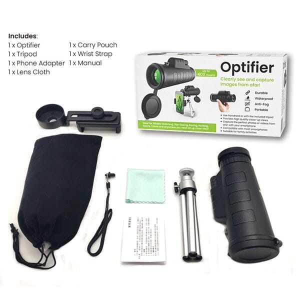 Optifier - HD Monocular Phone Telescope Tripod - 40X Zoom
