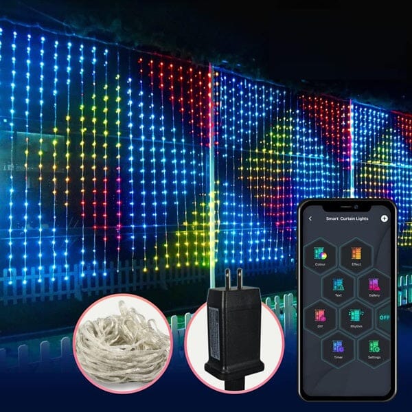 Pulsationz - Programmable Smart Curtain Lights - RGB LED - Remote + App - 6.4 FT / 5M