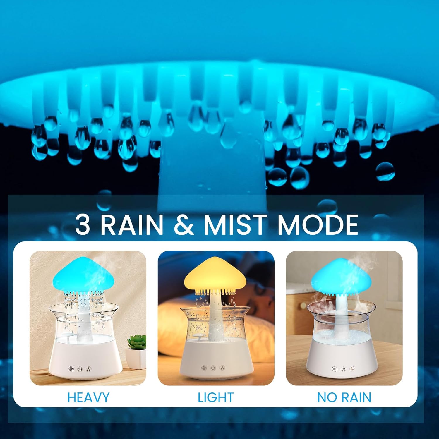 Rain Cloud / Mushroom - RGB Humidifier + Aroma Diffuser - REMOTE - 300 ML