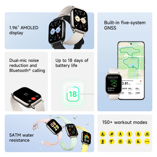 Xiaomi Redmi Watch 5 Lite -  Allergy Friendly - PAI - Best Health Tracking 2025 - Calling/Texting - NO METALS