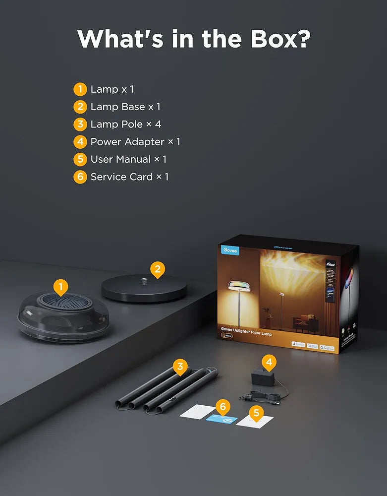Govee - Uplighter Smart Floor Lamp - RGBICWW - Google/Alexa + Razer Chroma