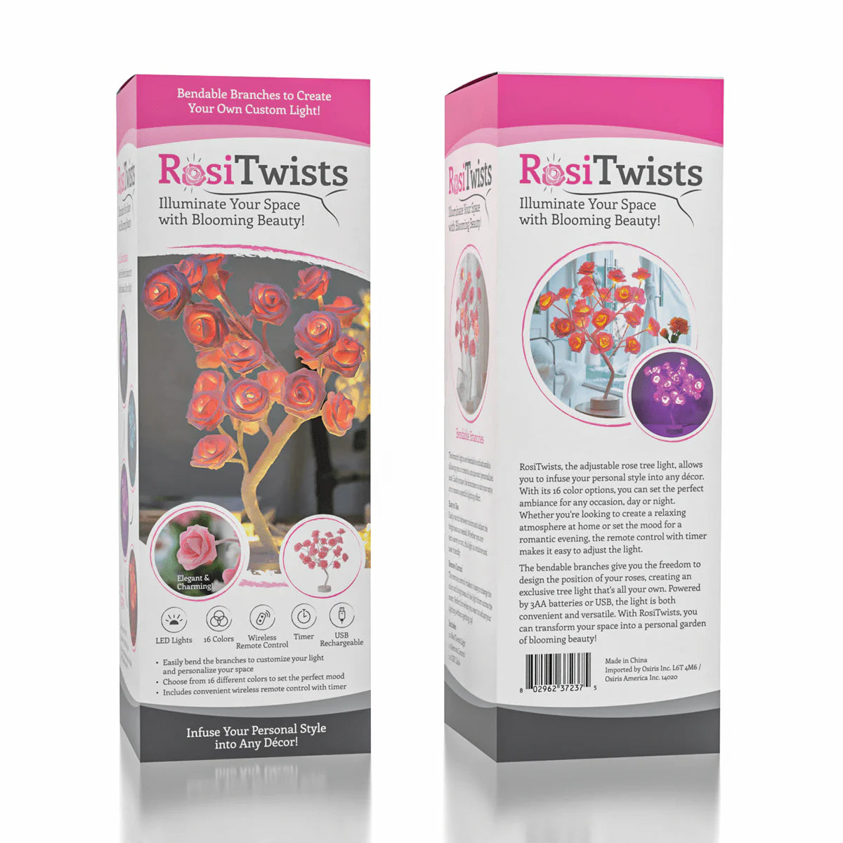 Rosa Lumi - Rosi Twists Rose Table Lamp - Remote - Large