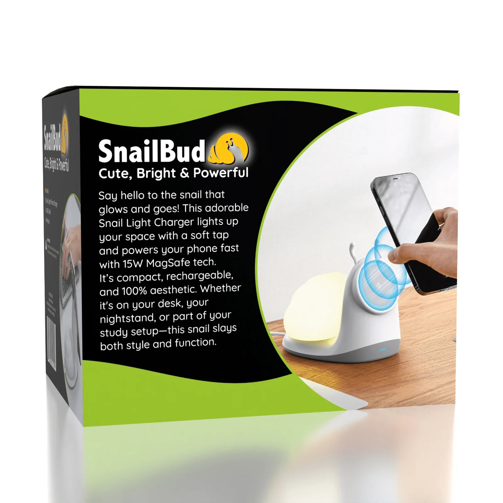 Snail Bud Magnetic Phone Charger 15W Removable Shell Light LED Snail Bud Magnetic Phone Charger 15W Removable Shell Light LED