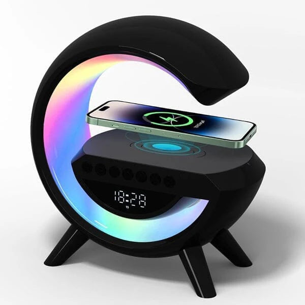 Sonic Vibes - Trio Tune G Lamp - Bluetooth RGB Speaker + Wireless Charger + Digital Clock