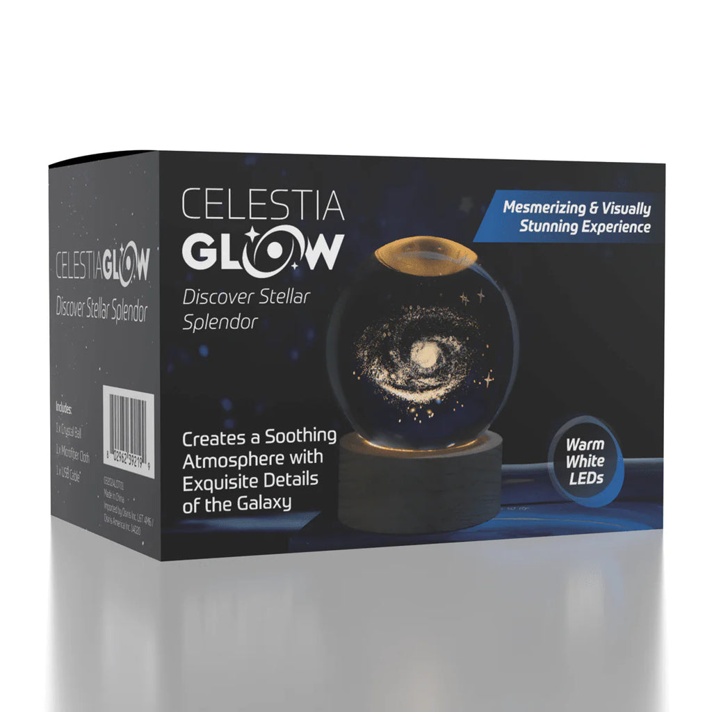 Starry Night - Celestia Glow LED Crystal Ball - Wooden Base