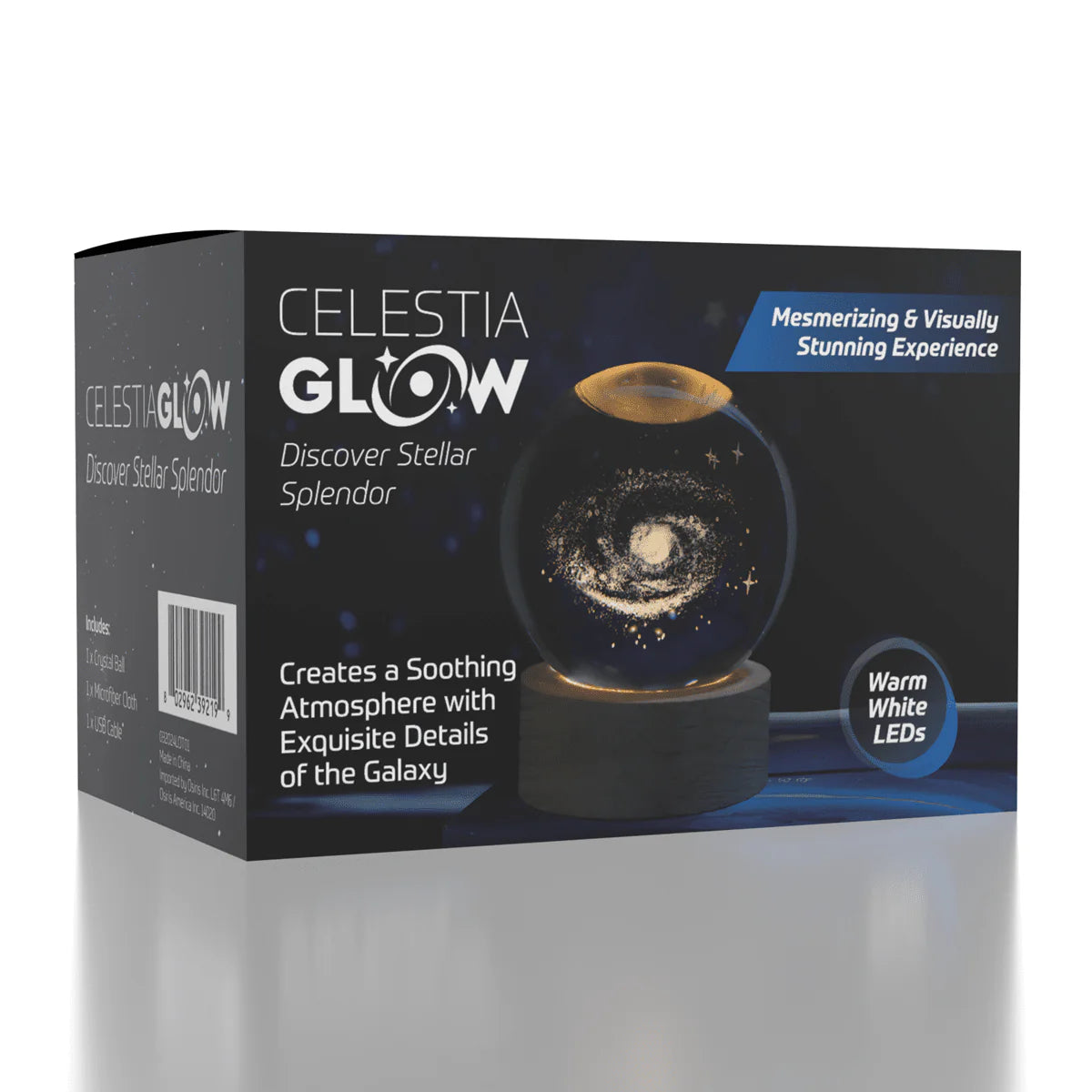 Starry Night - Celestia Glow LED Crystal Ball - Wooden Base