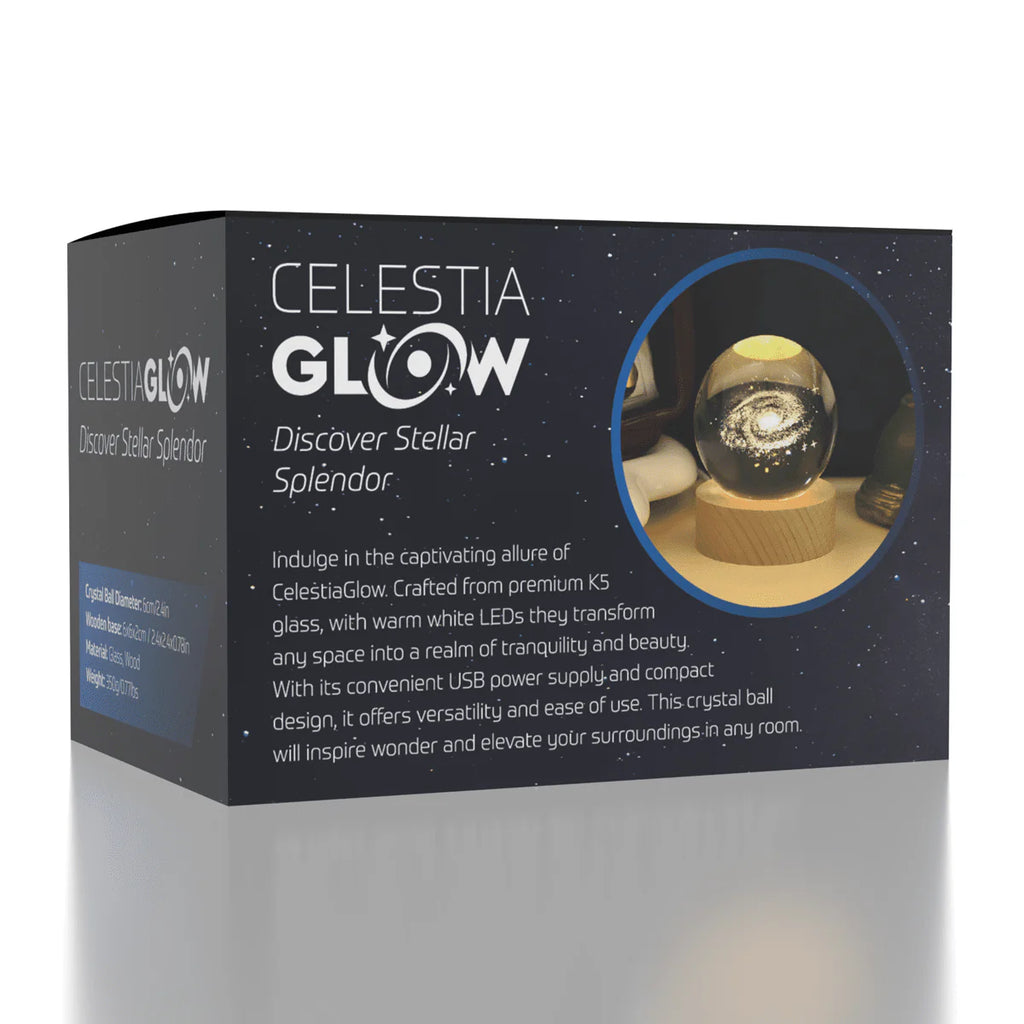 Starry Night - Celestia Glow LED Crystal Ball - Wooden Base