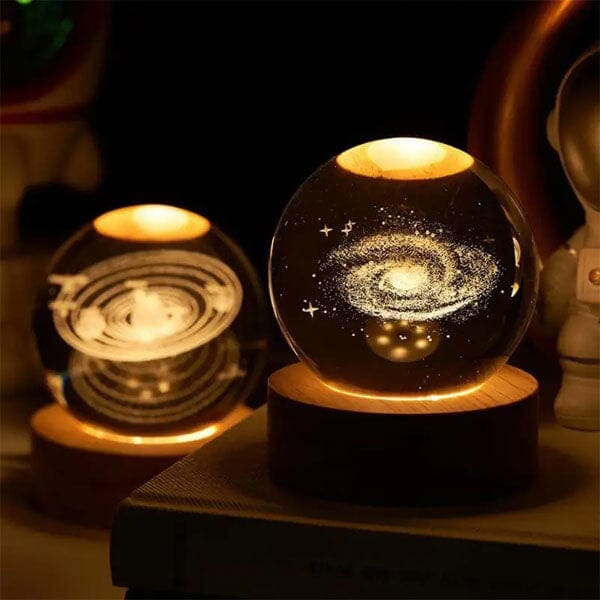 Starry Night - Celestia Glow LED Crystal Ball - Wooden Base