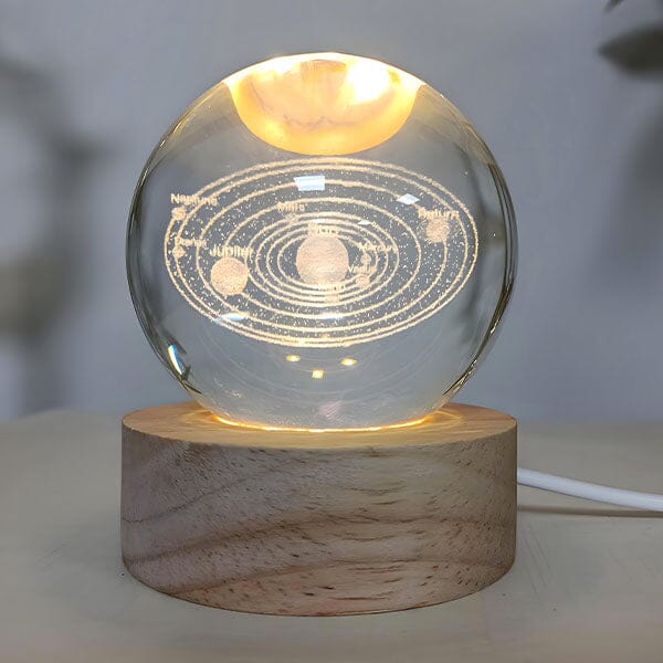 Starry Night - Celestia Glow LED Crystal Ball - Wooden Base